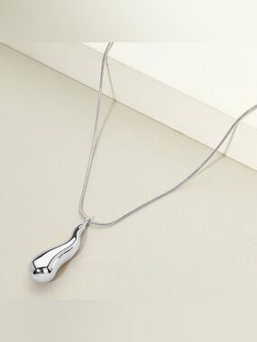Stainless Steel Teardrop Pendant Necklace